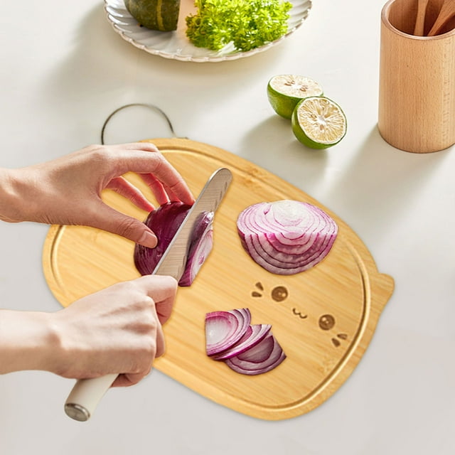 Tabla de cortar frutas de madera | Tabla de cortar duradera Phoebe Wood | Tabla de pan de cocina versátil | Resistente al desgaste, fácil de limpiar | Acabado natural | Tamaño compacto | Preparación