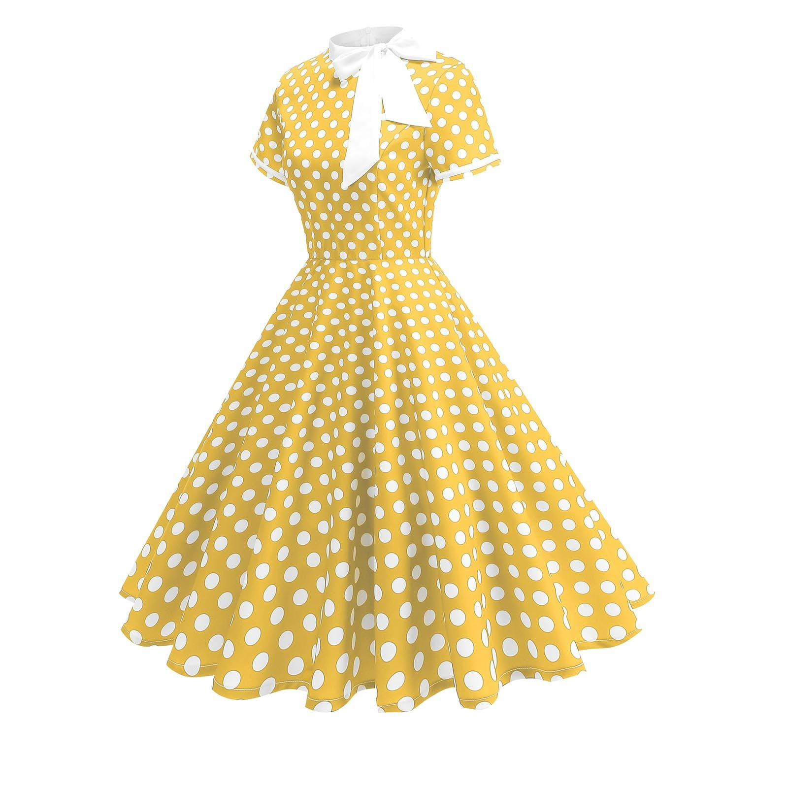 Sentmoon Going out Dress 2026 Polka Dots Print Spring Dresses for Women 2026 Short Sleeve Classy Stretchy Jean Dress for Women Beach Essentials for Women for Fitness and Exercise Yellow S