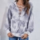 thumbnail image 2 of Suéter con capucha y bolsillo teñido anudado con cuello en V de moda informal para mujer Fridja ghj987+3193, 2 of 4