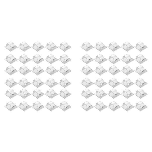 para Clips de Luces de Cadena para Exteriores, Paquete de 60 Clips, Gancho de Luz Transparente con 60 Respaldos Adhesivos Impermeables