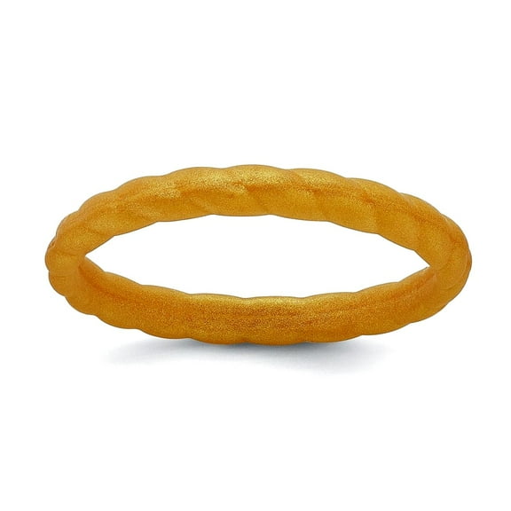 Silicone Metallic Gold 3mm Braided Band Size 7 Ring for Women and Men