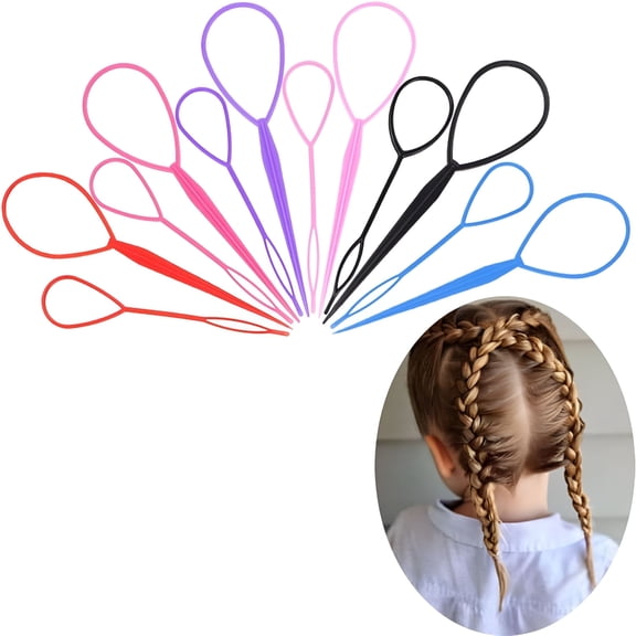 TUWAFE Hair Looping Tool 12 PCS Styling Accessories Quick Banding French Braid Large Small