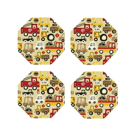 

Tideii Vehicles for Leather Coasters 4 Pieces Anti-fouling and Anti-scalding Decorative Coasters Suitable for Restaurants Kitchens Coffee Shops-Octagon