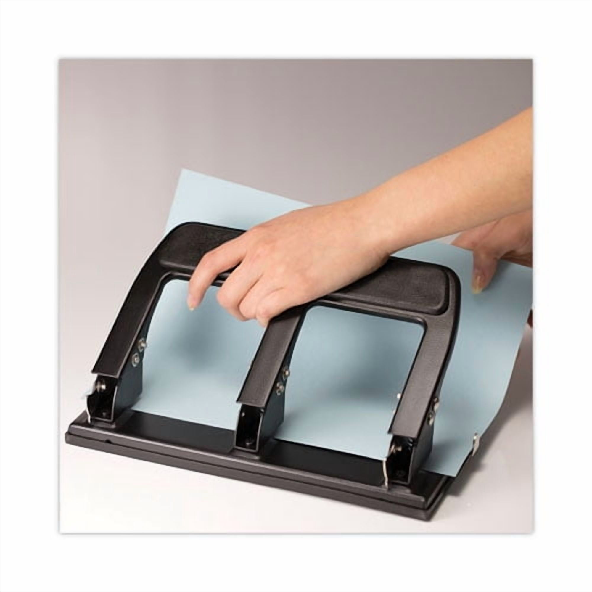 40-Sheet Three-Hole Punch With Padded Handle, 9/32" Holes, Black | Bundle of 2