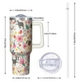 thumbnail image 2 of OBREWU Pug Dogs with Flowers Tumbler with Handle and Lid,Pug Dogs with Flowers 40oz Double Wall Vacuum Insulated Tumbler,Cups Gift for Women and Men, 2 of 7