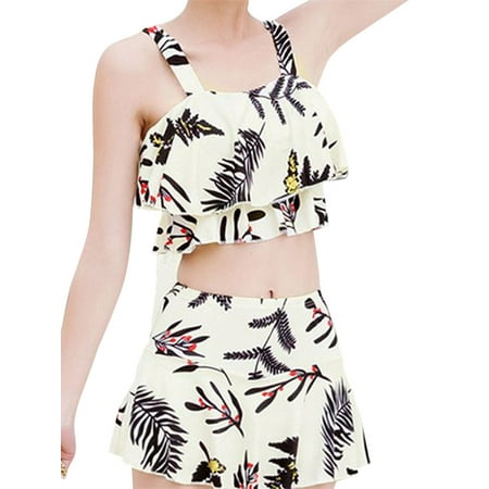 Sophisticated Skirt Suit - Funcee Women Sweety Two Piece Sling Crop + Shorts Skirts Bikini Set Bathing Suit