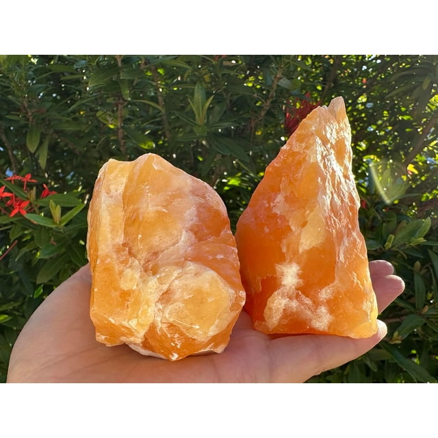 Extra Large Orange Calcite Rough Natural Stones, Raw Calcite Orange Crystals (0.5-1 Pounds)
