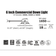 thumbnail image 5 of ENERGETIC 6 inch Recessed Downlight, Commercial, 18Watts, 3CCT Selectable, Dimmable, 12Pack, 5 of 7
