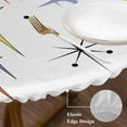thumbnail image 3 of Orange Purple Diamond Round Tablecloth, Fitted Table Cover with Elastic for 45"-54" Round Tables, Modern Geometric Middle Century Table Cloth Outdoor Indoor Dinning Party Waterproof Tablecloths, 3 of 7