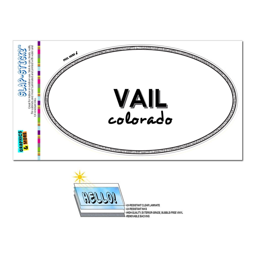 Slap-Art Vail Colorado Oval Vinyl Decal - 5.5" X 3.5", Gloss Finish, Removable For Car & Laptop