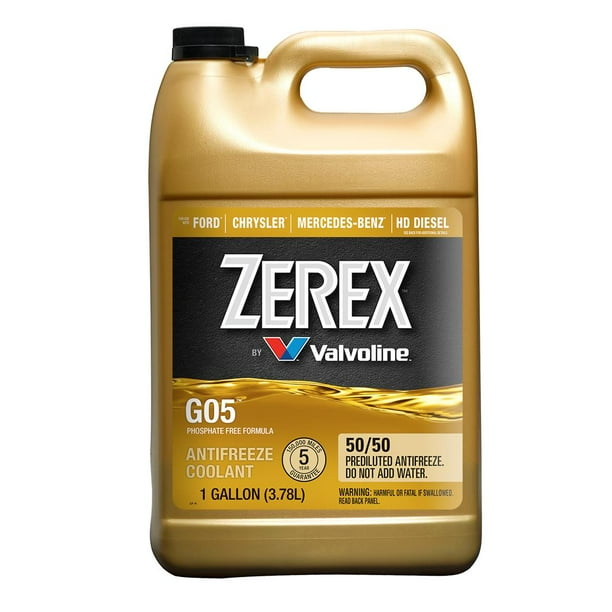 Zerex Liquide de Refroidissement Moteur ZXG05RU1 G-05; Prémélangé 50-50; Jaune; 1 Gallon de Carafe; Simple