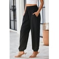 thumbnail image 5 of Women's Black Smocked High Waist Jogger Pants, 5 of 12