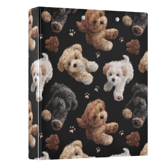 Three Ring Binder Cute Puppies 1.5 Inch Round Binder D-Rings for Office Supplies and More