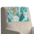 thumbnail image 4 of COEQINE Recliner Headrest Cover Faux Leather Couch Headrest Cover Furniture Slipcover with Adhesive Backed Hook and Loop Straps for Living Room, 17x27 Inch, Marble Teal Gold, 4 of 7
