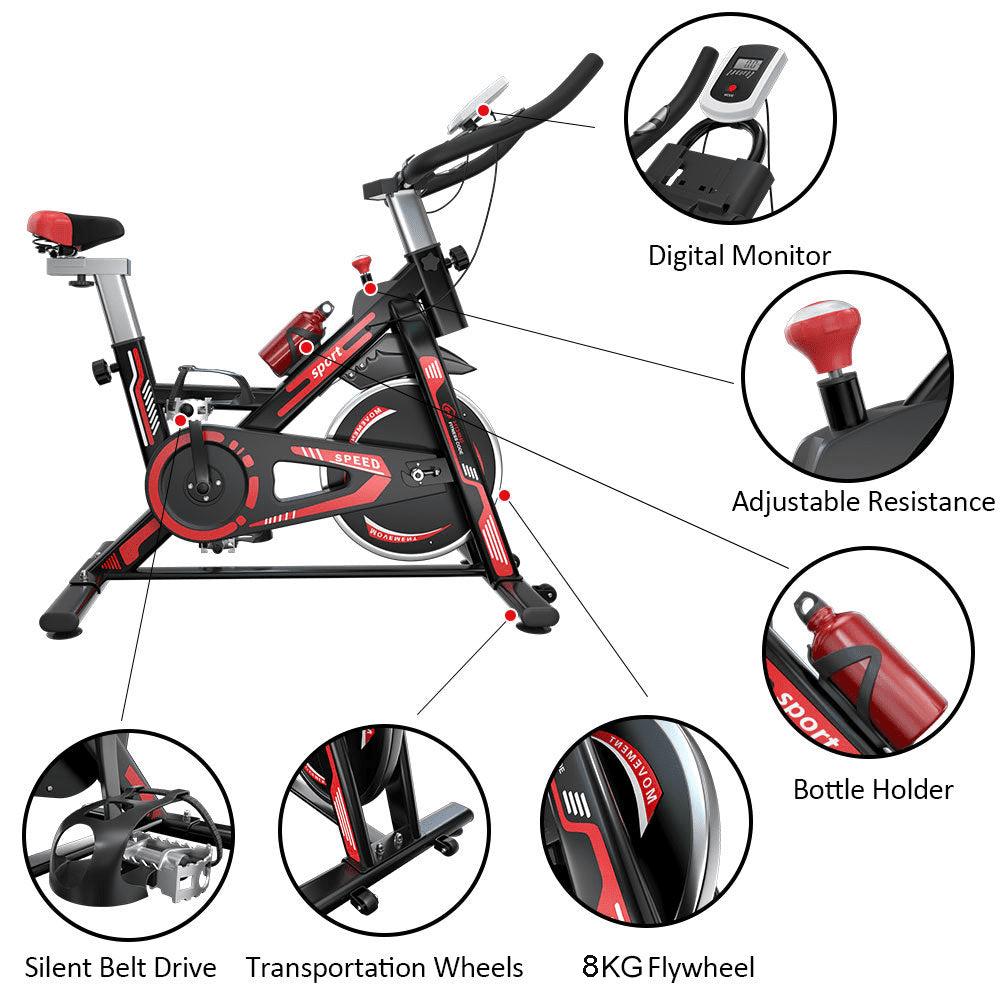 Evitormill Stationary Exercise Bike, Indoor Cycling Bike with LCD Monitor Max Weight 265 Lbs