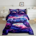 thumbnail image 2 of Manfei Game Console Full Size Comforter Sets,Colorful Galaxy Starry Sky Bedding Comforter Set,Purple Pink Ombre Bedding Sets For Kids,Super Cozy Room Decor Reversible,3-Piece, 2 of 8