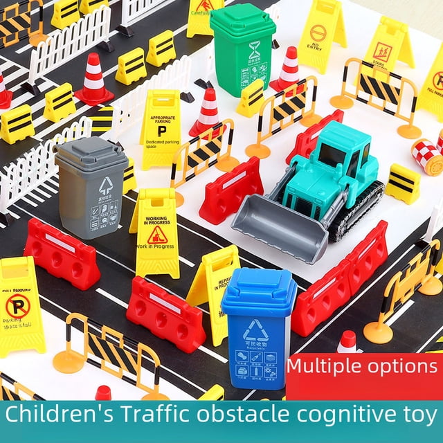 Mini simulación de bloqueo de carreteras, estacionamiento, paisaje, mesa de arena, accesorios de simulación de carreteras, juguetes cognitivos de enseñanza para niños