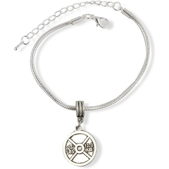 Emerald Park Jewelry Fitlife Bracelet Dumbell | Stainless Steel Snake Chain Charm Bracelet