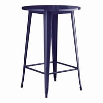 30'' Round All Weather Navy Metal Restaurant Patio Bar Height Table For Indoor or Outdoor Use