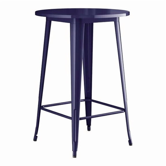 30'' Round All Weather Navy Metal Restaurant Patio Bar Height Table For Indoor or Outdoor Use