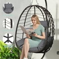 thumbnail image 3 of Egg Chair with Stand, Patio Wicker LHBcraft Hanging Chair, Hammock Swing Chair, 350LBS Capacity for Bedroom, Balcony, Garden, 3 of 8
