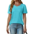 thumbnail image 3 of Fantaslook Women Blouses Dressy Casual Summer Short Sleeve Shirts Crew Neck Pleated Tunic Tops, 3 of 9