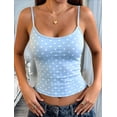 thumbnail image 5 of Women'S Polka Dot Print Sleeveless Form Fitting Casual Tank Top Light Blue Dots XS, 5 of 9
