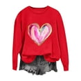 thumbnail image 2 of PiGOGI Printed Long Sleeve Loose T-Shirt for Women - Plus Size Valentine's Day Top Red 2XL, 2 of 4