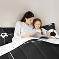 thumbnail image 5 of Manfei Soccer Ball Game 3-Piece Full Size Comforter Sets for Children Teens Boys,Sport Theme Bedding Comforter Set,Black White Lightweight Bedding Sets,Ultra Soft Home Decor,Reversible, 5 of 8