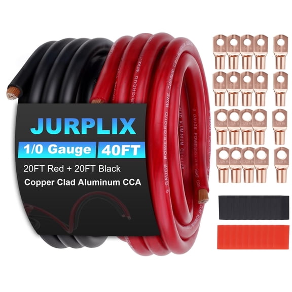 40FT 1/0 AWG Battery Cable 1/0 Gauge Wire Copper Clad Aluminum CCA Amp Wiring