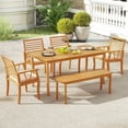 thumbnail image 3 of Topbuy 2PCS 48" Long Acacia Wood Bench Outdoor Wooden Dining Bench w/ Breathable Slat Seat, 3 of 9