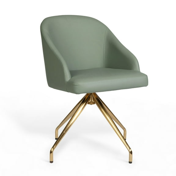 Martha Stewart Upholstered Stationary Office Chair in Sage/Polished Brass