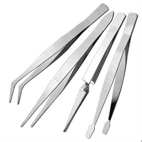 4-Piece Set of Stainless Steel Combination Tweezers, Elbow Tip, Labor-Saving Pliers,-Reverse Flat-Mouth Stamp Clips