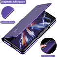 thumbnail image 3 of Compatible with Samsung Galaxy Z Fold 5 Mirror Case with kickstand Women,Elegant Flip Mirror PU Leather Hybrid Bumper Protective Clear Phone Case for Leather Samsung Galaxy Z Fold 5 Cases Purple, 3 of 14