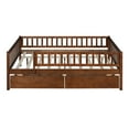 thumbnail image 6 of Full Size Daybed with Two Drawers, Solid Wood Montessori Bed Frame with Fence Rails, Full Size Platform Bed Sofa Bed with 10 Sturdy Slats for Bedroom Living Room and Guest Room, Noise Free, Walnut, 6 of 9