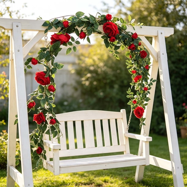 Guirnalda de Enredaderas de Rosas Artificiales de 180 cm, Decoración Colgante de Flores Falsas con Hojas Verdes para Bodas, Jardines, Uso en Interiores y Exteriores