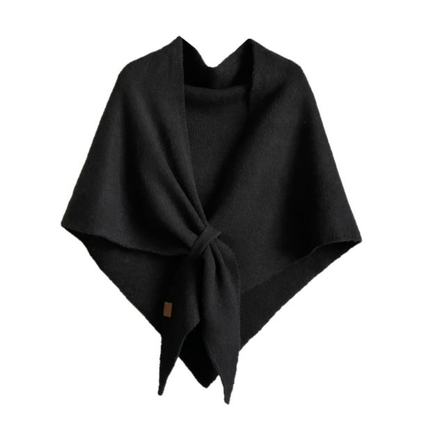 Guardurnaity Chales y chales de punto de estilo retro para mujer, para actividades de ocio al aire libre, suéter con hombros descubiertos. Prendas para la parte del cuerpo negro 185*75 cm
