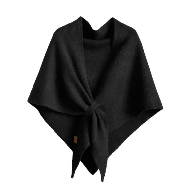 tamizeot Foulard Triangulaire Couleur Unie pour Femmes Tenues Printemps et Automne Multifonctionnelles Rétro Noir 185*75cm