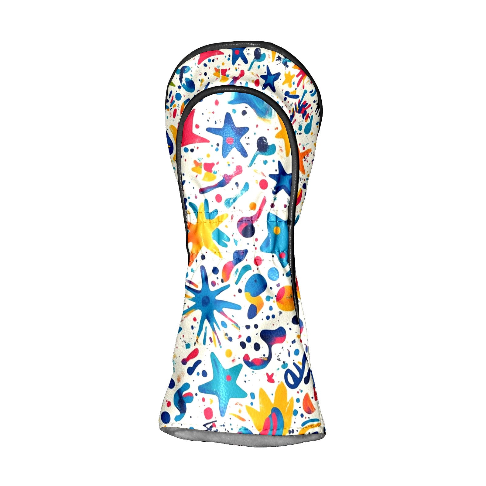 Golf Head Covers Tie-dye Star Pattern for Driver, Wood & Hybrid, Premium Waterproof PU Leather with Plush Lining, Psychedelic Golf Gifts