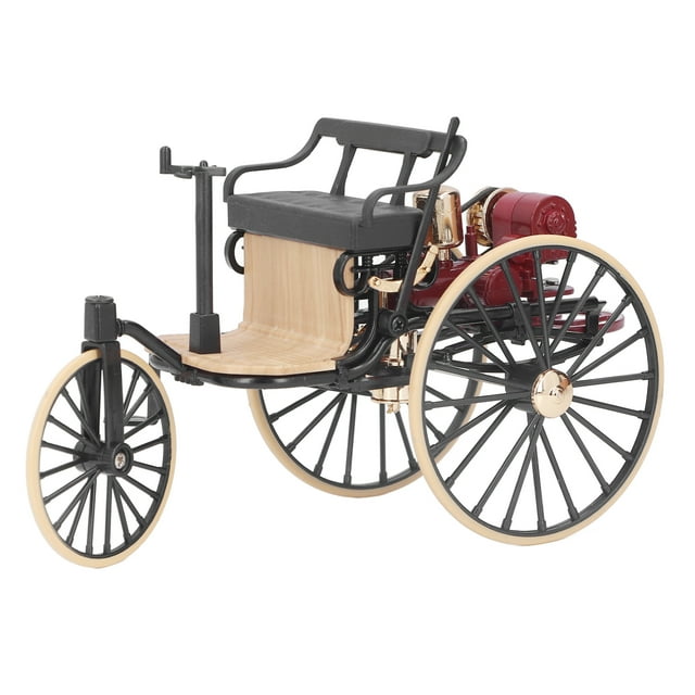 Adornos de modelo de triciclo clásico a escala 1:12, modelo de coche de aleación retro de alta simulación, decoración para el hogar, color negro