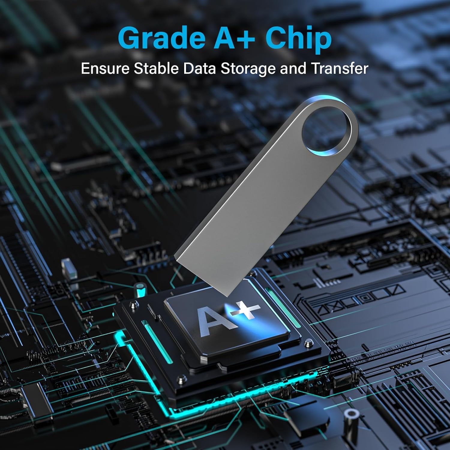 64GB USB Flash Drive 2 Pack, Metal Flash Drive USB 2.0 Thumb Drives with Keychains USB Stick 64GB USB Drive Pendrive