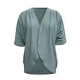 thumbnail image 5 of Hueihxs 2024 Spring And Summer New Solid Colour Circle Short Sleeved Cardigan Casual Loose Tops, 5 of 5