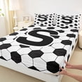 thumbnail image 5 of Erosebridal Letter S Soccer Ball Pattern Print Full Size Sheets, Sports Monogram Bed Sheets for Kids Boys and Girls, 1 Flat Sheet, 1 Fitted Sheet and 2 Pillowcases, 5 of 6
