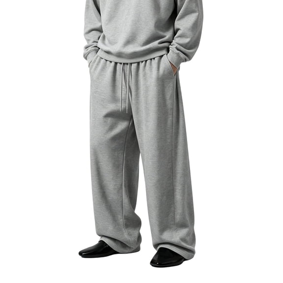Men's Baggy Sweatpants Open Bottom Wide Leg Lounge Sweat Pants Lightweight Workout Yoga Track Pant with Pockets