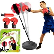 Delaman Punching Bag For Kids Boxing Set Includes Standing Base With Adjustable Stand, Kids Boxing Gloves, Hand Pump - Kids Punching Bag For Boys and Girls Ages 3 - 8 Years Old - Updated version 2021