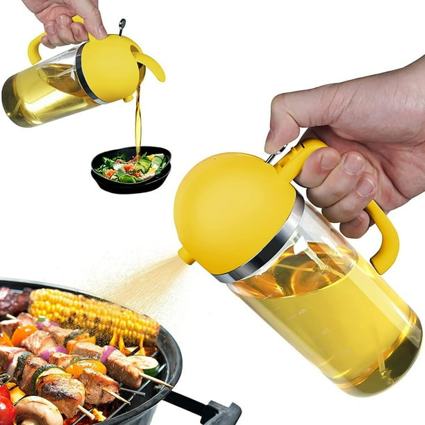 Pulverizador de aceite para cocinar Botella de spray de aceite de oliva de 500 ml con vertedor Pulverizador de aceite portátil 2 en 1 y dispensador Botella de vinagre de aceite recargable para cocina