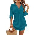 thumbnail image 1 of Womens Bathing Suit Cover Ups Bikini Swimsuit Coverup Drawstring Beach Dress Shirt, 1 of 6