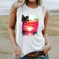 thumbnail image 2 of Penkiiy Hawaiian Beach Tank Tops for Women Palm Tree Graphic Shirts Sunset Beach Tank Vest Vintage Summer Vacation Sleeveless Tee M White, 2 of 5