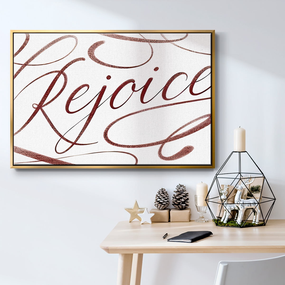 Rejoice - Framed Gallery Wrapped Holiday Canvas - 27 x 41 - Gold Frame