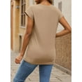 thumbnail image 5 of Weardear Womens Casual Tops Loose Casual Cap Short Sleeve T Shirt Fall Basic Crew Neck Shirt, 5 of 6